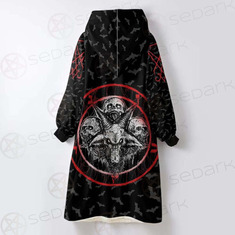Pentagram Triple Skull SED-0287 Oversized Sherpa Blanket Hoodie