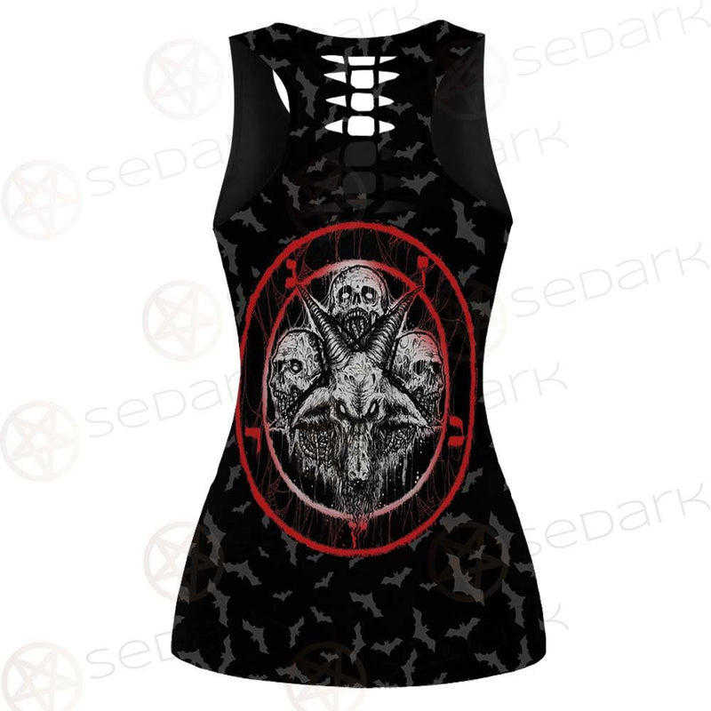 Pentagram Triple Skull SED-0287 Hollow Out Tank Top