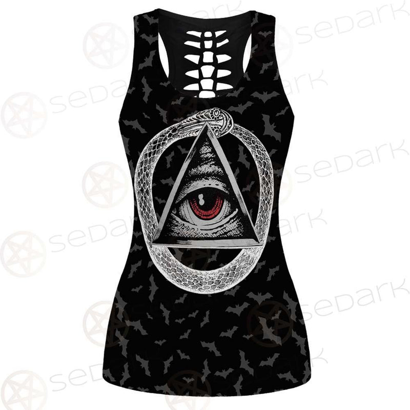 Pentagram Triple Skull SED-0287 Hollow Out Tank Top