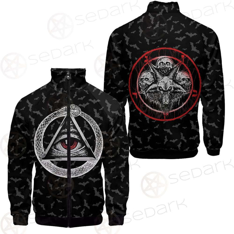 Pentagram Triple Skull SED-0287 Stand-up Collar Jacket