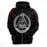 Pentagram Triple Skull SED-0287 Hoodie Raglan Zip