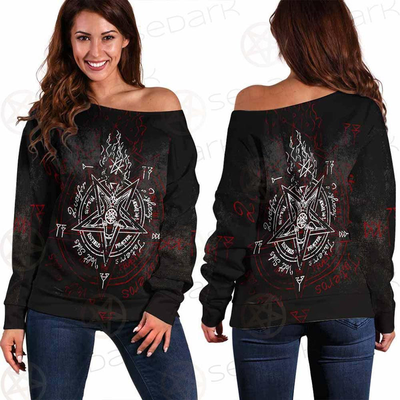 Pentagram Symbol SED-0288 Off Shoulder Sweaters