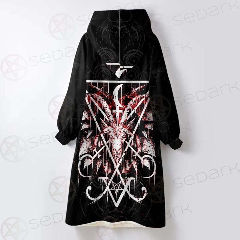 Baphomet Cross Inverted SED-0289 Oversized Sherpa Blanket Hoodie