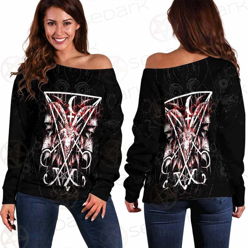 Baphomet Cross Inverted SED-0289 Off Shoulder Sweaters