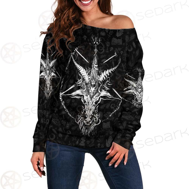 Baphomet Sigil SED-0290 Off Shoulder Sweaters