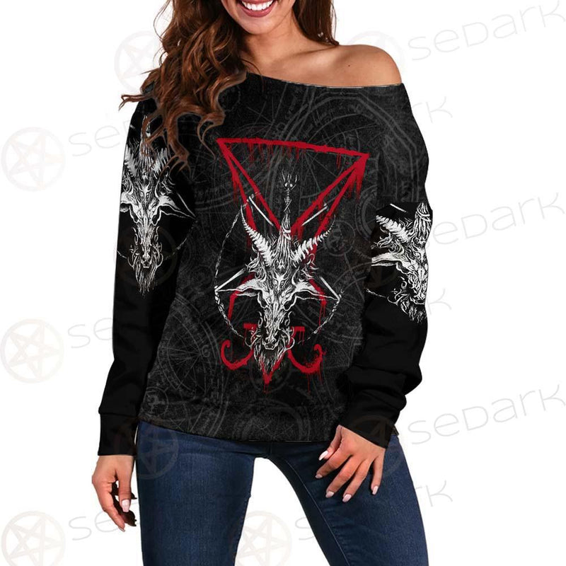 Lucifer Symbol SED-0293 Off Shoulder Sweaters