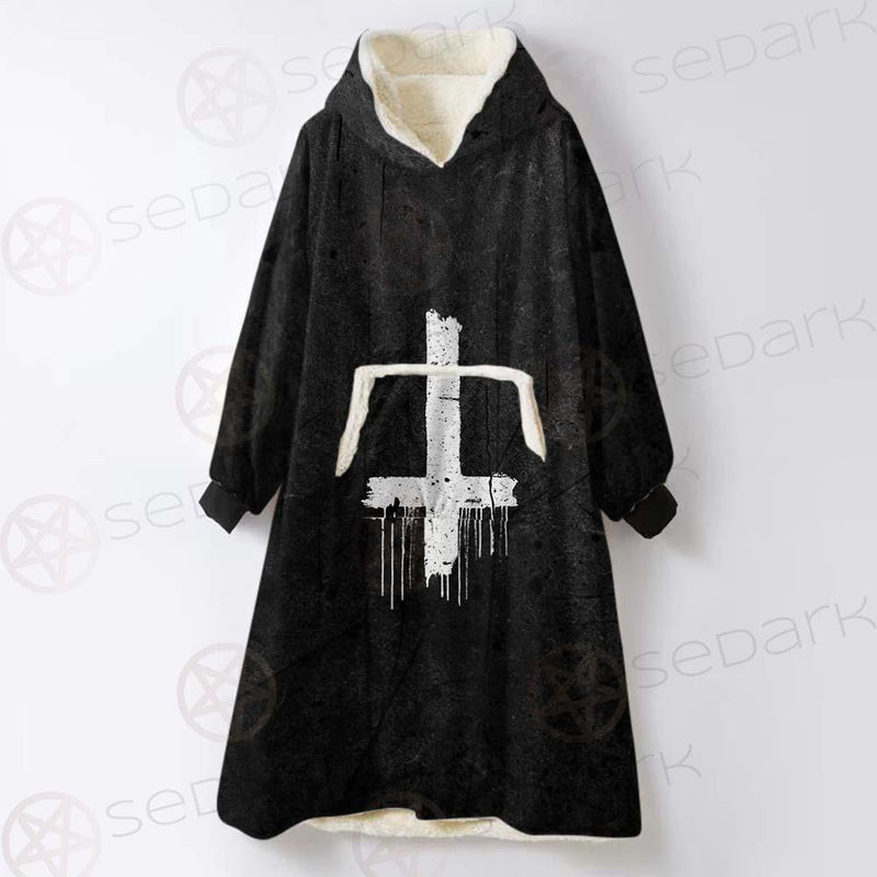 Satanic Cross Inverted SED-0304 Oversized Sherpa Blanket Hoodie
