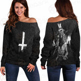 Satanic Cross Inverted SED-0304 Off Shoulder Sweaters