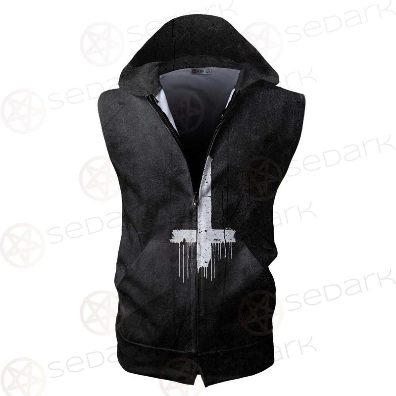Satanic Cross Inverted SED-0304 Zip Sleeveless Hoodie