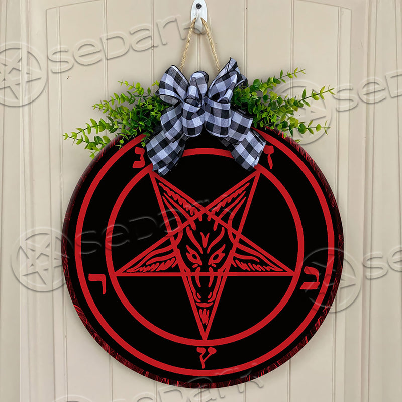 Sigil Of Baphomet Round Wooden Sign