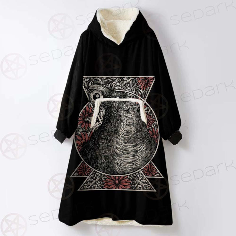 Gothic Black Crow Eye SED-0325 Oversized Sherpa Blanket Hoodie