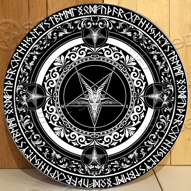 Sigil Of Baphomet Round Wooden Sign