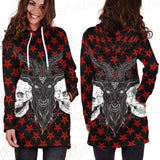 Baphomet Demon Goat Head And Human Skulls SED-0355 Hoodie Dress