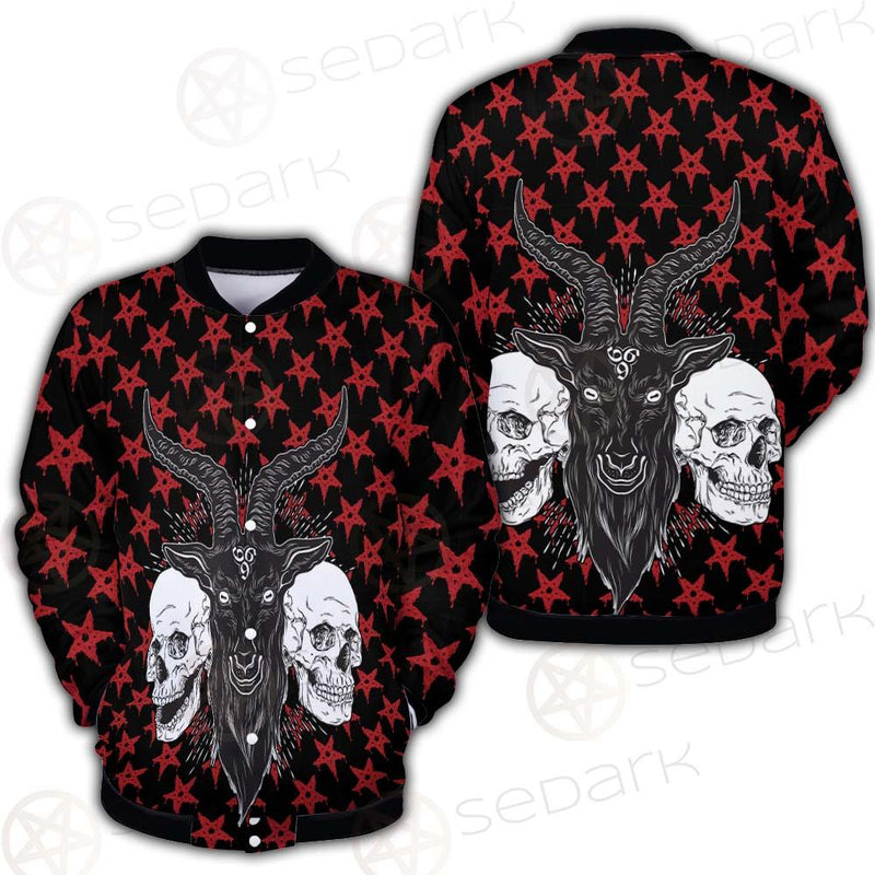 Baphomet Demon Goat Head And Human Skulls SED-0355 Button Jacket