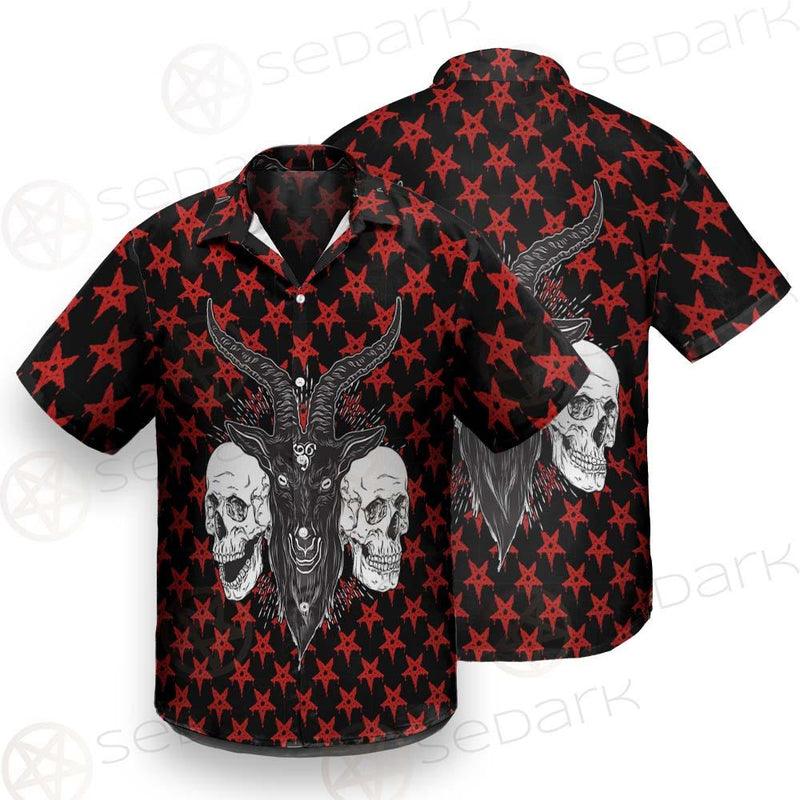 Baphomet Demon Goat Head And Human Skulls SED-0355 Shirt Allover