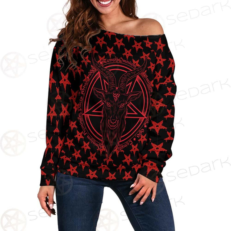 Baphomet Demon Goat Head SED-0356 Off Shoulder Sweaters