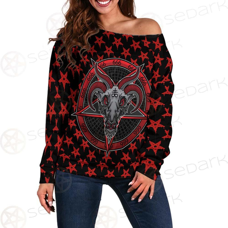 Baphomet Demon SED-0357 Off Shoulder Sweaters