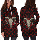 Monochrome Emblems With Goat Skull SED-0360 Hoodie Dress