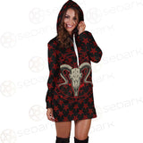 Monochrome Emblems With Goat Skull SED-0360 Hoodie Dress