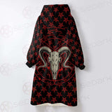 Monochrome Emblems With Goat Skull SED-0360 Oversized Sherpa Blanket Hoodie
