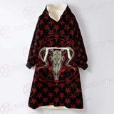Monochrome Emblems With Goat Skull SED-0360 Oversized Sherpa Blanket Hoodie