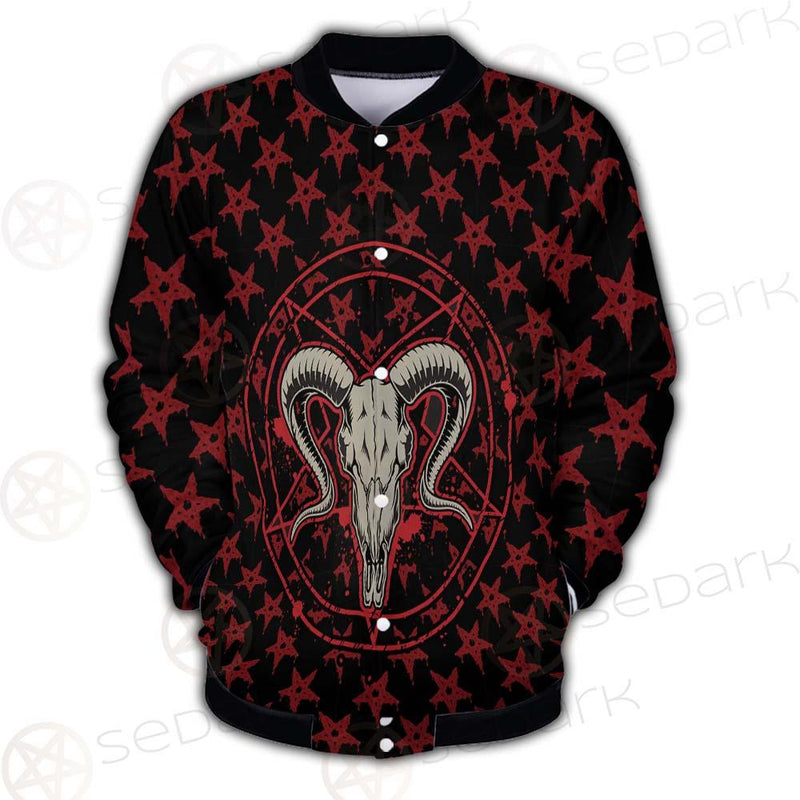 Monochrome Emblems With Goat Skull SED-0360 Button Jacket