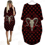 Monochrome Emblems With Goat Skull SED-0360 Batwing Pocket Dress