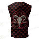 Monochrome Emblems With Goat Skull SED-0360 Zip Sleeveless Hoodie