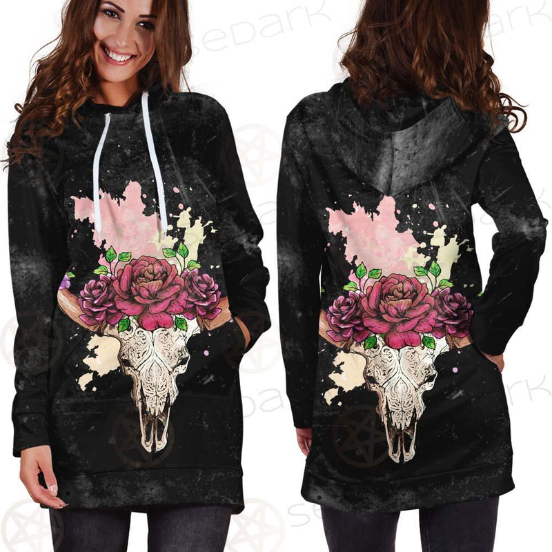 Satan Head Flowers SED-0374 Hoodie Dress