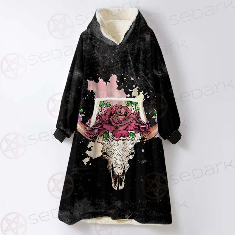 Satan Head Flowers SED-0374 Oversized Sherpa Blanket Hoodie