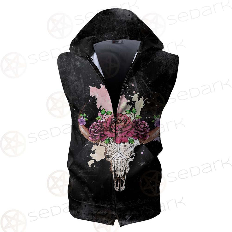 Satan Head Flowers SED-0374 Zip Sleeveless Hoodie