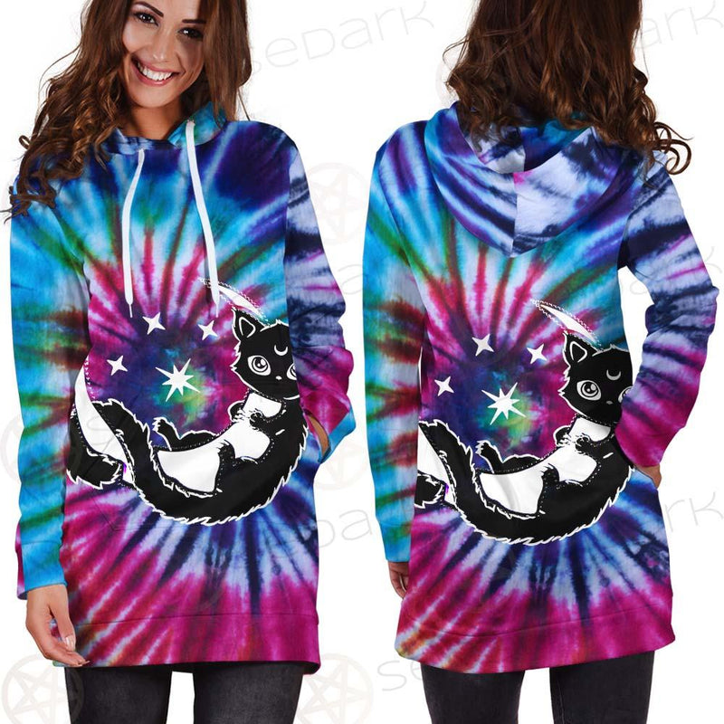 Gothic Cat Background Spill Color SED-0377 Hoodie Dress