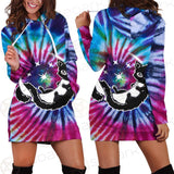 Gothic Cat Background Spill Color SED-0377 Hoodie Dress