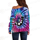 Gothic Cat Background Spill Color SED-0377 Off Shoulder Sweaters