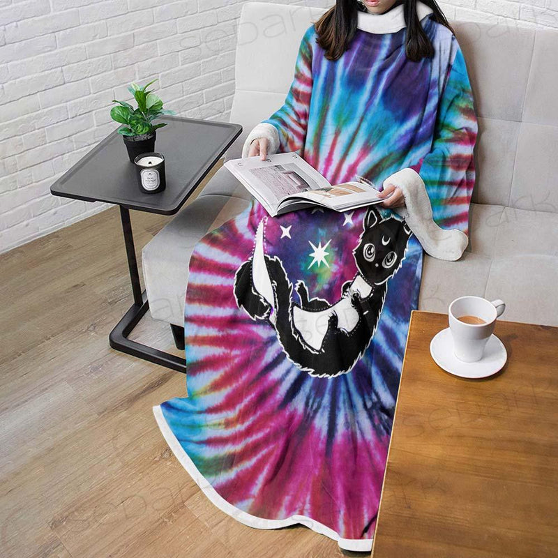 Gothic Cat Background Spill Color SED-0377 Sleeved Blanket