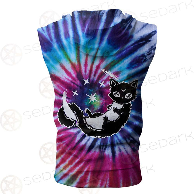 Gothic Cat Background Spill Color SED-0377 Zip Sleeveless Hoodie