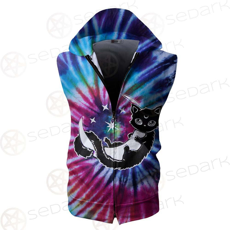 Gothic Cat Background Spill Color SED-0377 Zip Sleeveless Hoodie