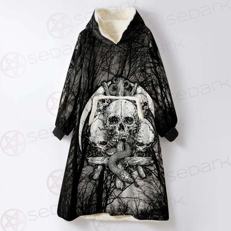 Satan Forest Black White SED-0398 Oversized Sherpa Blanket Hoodie