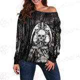 Satan Forest Black White SED-0398 Off Shoulder Sweaters
