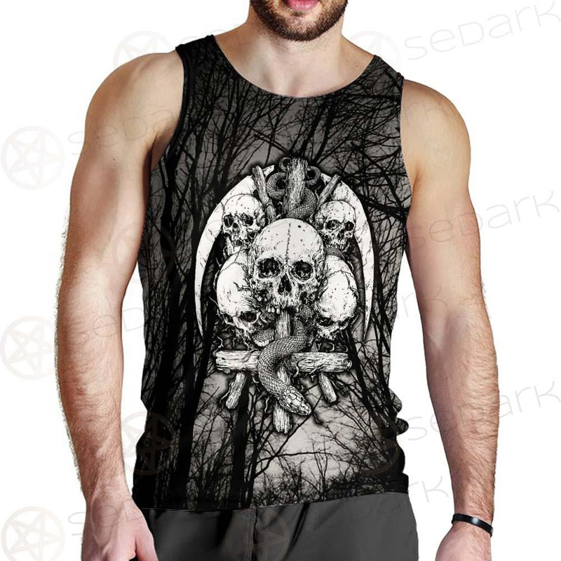 Satan Forest Black White SED-0398 Men Tank-tops