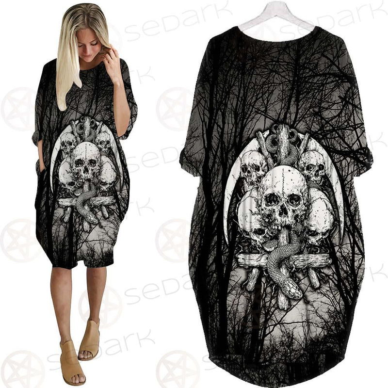 Satan Forest Black White SED-0398 Batwing Pocket Dress