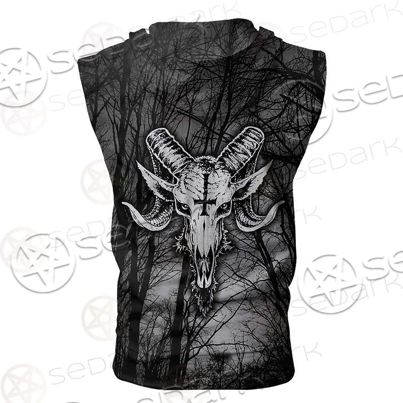 Satan Forest Black White SED-0400 Zip Sleeveless Hoodie