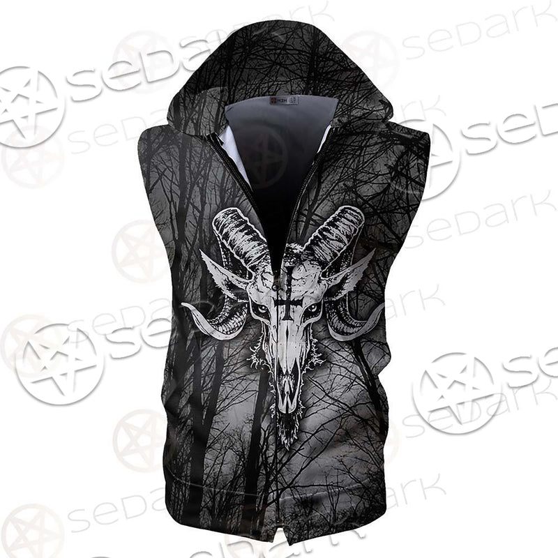 Satan Forest Black White SED-0400 Zip Sleeveless Hoodie