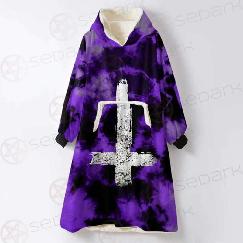Satan Inverted Cross SED-0403 Oversized Sherpa Blanket Hoodie