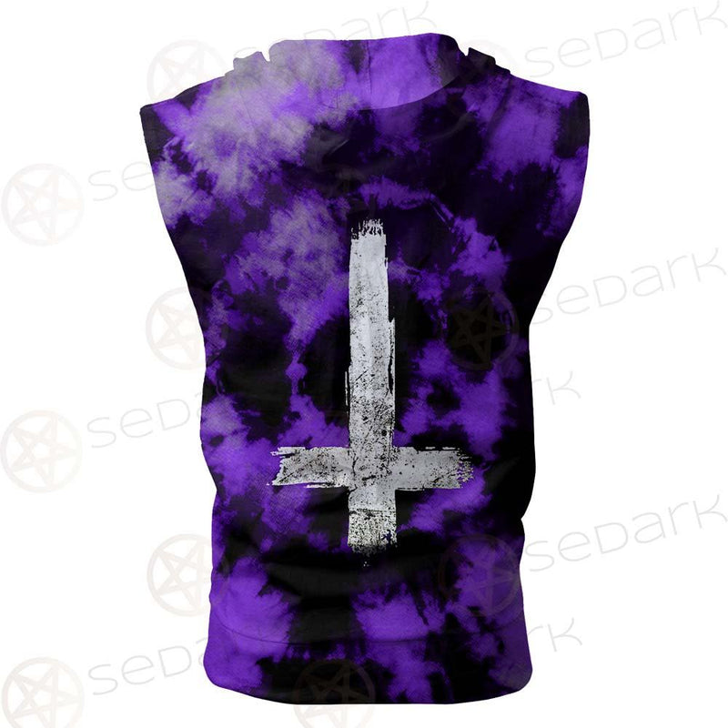Satan Inverted Cross SED-0403 Zip Sleeveless Hoodie