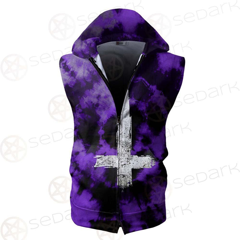 Satan Inverted Cross SED-0403 Zip Sleeveless Hoodie