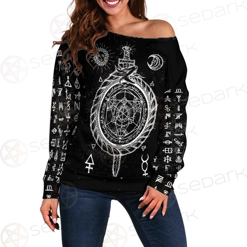 Alchemy Symbols SED-0431 Off Shoulder Sweaters