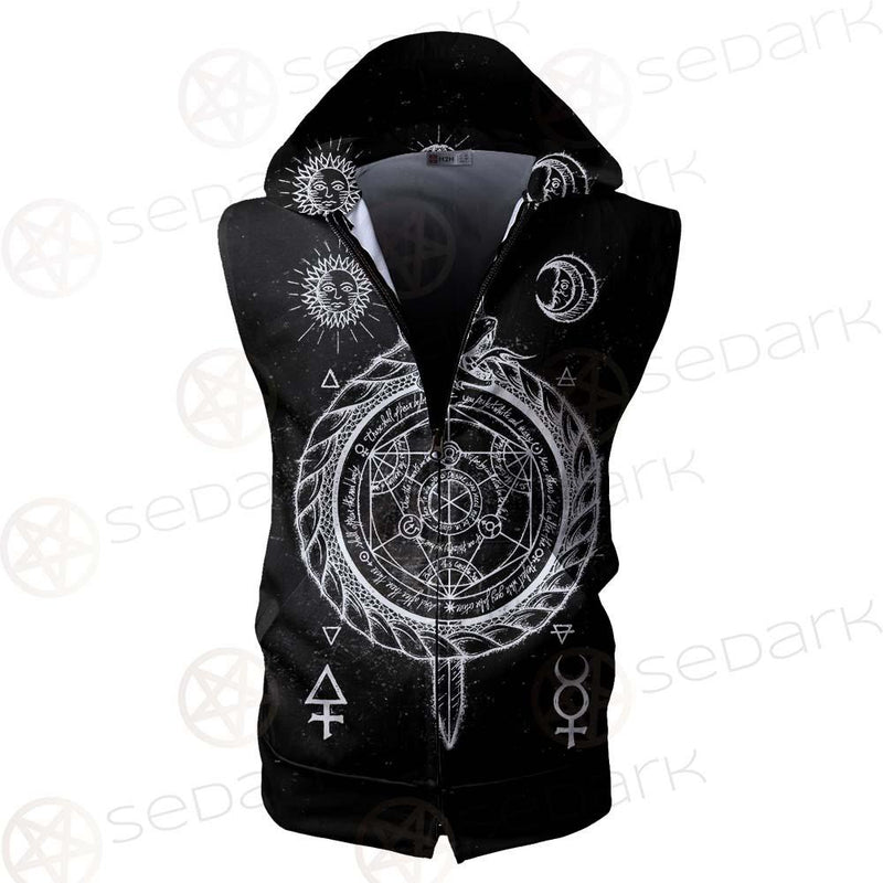 Alchemy Symbols SED-0431 Zip Sleeveless Hoodie