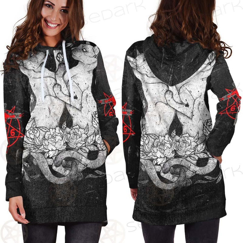 Satanic Inverted Cross 666 SED-0434 Hoodie Dress