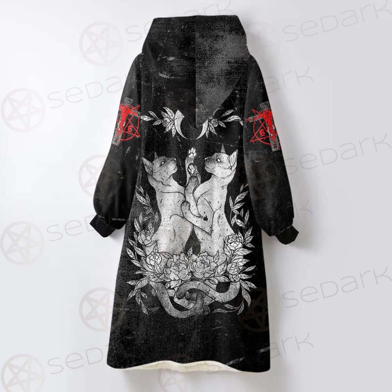 Satanic Inverted Cross 666 SED-0434 Oversized Sherpa Blanket Hoodie